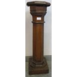 A 19th century oak octagonal upcycled torchere, on a plinth base. H76cm W24cm D24cm (approx).