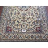 A fine Persian Nain carpet, central motif on cream ground with foliage design. In good condition.