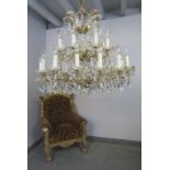 A large vintage 24 branch crystal chandelier. Total drop approx 95cm. Condition report: Some