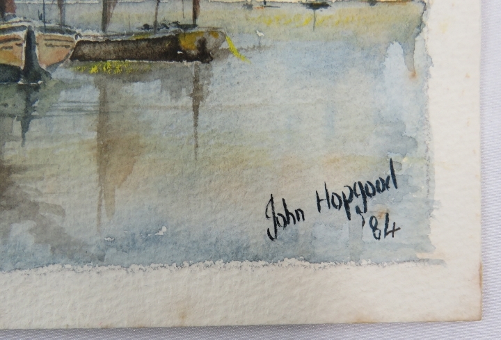 John Hopgood (1984) - 'Pin Mill Dawn', watercolour, signed, dated, titled, 23cm x 33cm, mounted - Image 3 of 4