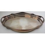 A European electroplated silver tray, late 19th/20th century. Of oval, serpentine form with a