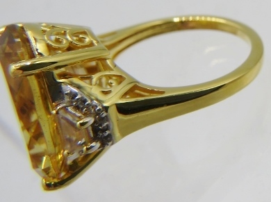 Citrine cocktail ring, large oval faceted 18mm x 13mm solitaire of good cut, colour and clarity, - Image 2 of 2