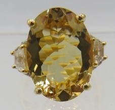 Citrine cocktail ring, large oval faceted 18mm x 13mm solitaire of good cut, colour and clarity,