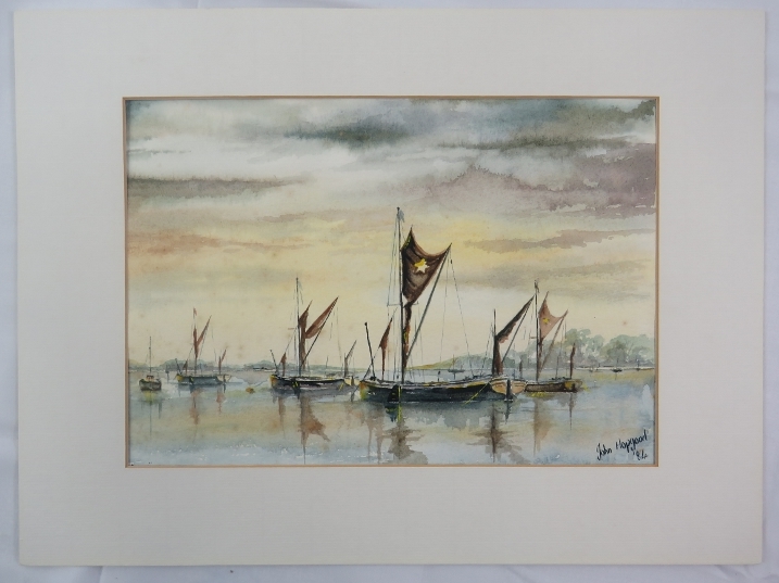 John Hopgood (1984) - 'Pin Mill Dawn', watercolour, signed, dated, titled, 23cm x 33cm, mounted - Image 4 of 4