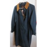 A Mulberry Gore-Tex navy blue spring coat with brown collar and original Mulberry lining.