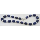 Freshwater pearl and large 15mm lapis lazuli bead necklace, 19" length. Condition report:
