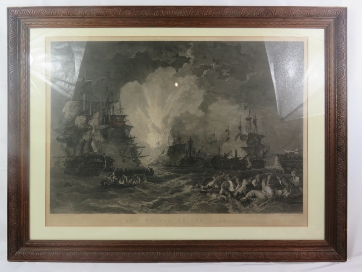 'The Battle of the Nile'- A 19th century engraving by J. Fittler after Loutherbourg, 53cm x 77cm,