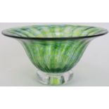A blue and green studio glass vase by Jane Charles, 20th century. 6.4 in (16.2 cm) diameter.
