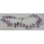 Amethyst & white quartz necklace. Large irregular shaped polished stones with natural inclusions,