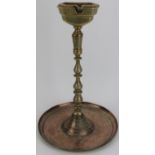 A large Middle Eastern copper and brass astray on stand, late 19th/early 20th century. With finely