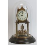 A Continental brass anniversary clock, probably German, late 19th/early 20th century. With a flat