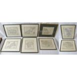 Six antique maps of English County's, two antique maps of Jersey and Guernsey - all framed.