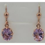 Oval faceted pink amethyst earrings, lever back. 14k rose gold over sterling silver, stamped 925.