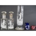 A group of Mary Gregory glassware, late 19th/early 20th century. Comprising a pair of perfume