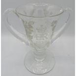 A rare Webb’s Elizabeth II 1953 twin handled coronation cup. Engraved with crowned ‘ERII 1953’
