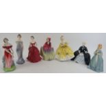 A group of seven Royal Doulton figurines. Comprising ‘Sweet Anne’ HN1331, ‘Innocence’ HN 2842, ‘