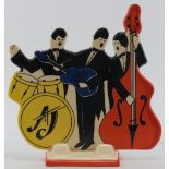 A Staffordshire Chelsea Works Burslem ‘Moorland’ ceramic figural group of jazz players, 20th