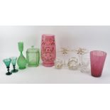 A collection of vintage and antique European glassware. 11.9 in (30.3 cm) tallest height. (11