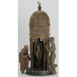 A Bergman style cold painted bronze figural Arab group. Modelled depicting