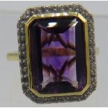 Bezel set purple amethyst ring, size M. Vermeil 18k gold overlay 925 silver, stamped 925. Good