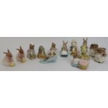 A collection of Beswick and Royal Doulton Beatrix Potter ceramic figurines. Comprising ten Beswick
