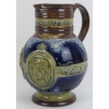 A Doulton Lambeth glazed stoneware Queen Victoria Diamond Jubilee commemorative jug, circa 1897.