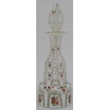 A French overlay glass perfume scent bottle, late 19th/early 20th century. Opaque white and clear