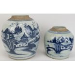 Two provincial Chinese blue and white ginger jars, 19th century. Both decorated with continuous
