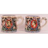 Two Royal Memorabilia Coronation mugs designed and modelled by Dame Laura Knight DBE RA.