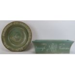 Of local interest: A Woodchurch Pottery Borough of Tenterden bowl and planter. Both celadon glazed