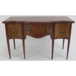 A miniature mahogany dressing table apprentice piece, 20th century. With three working draws to be