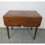 A Georgian mahogany Sutherland table of small proportions, with reeded edge, housing one single