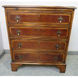 A good quality George II style burr walnut batchelor’s chest, crossbanded and with herringbone