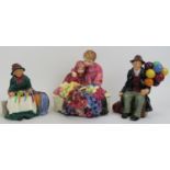 A group of three Royal Doulton figurines. Comprising ‘Flower Sellers Children’ HN 1342, ‘Silks and