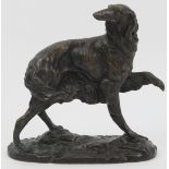 A Royal Worcester bronze Borzoi dog by Kenneth Potts, circa 1975. Leather framed certificate