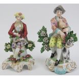 Two Samson polychrome decorated porcelain figurines, 19th century. Gilt painted anchor marks to both