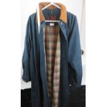 Designer Fashion Mulberry Gore-Tex navy blue spring coat with brown collar and original Mulberry