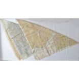 Two vintage maps of Europe printed onto cloth, possibly WWII escape maps, both double sided and with