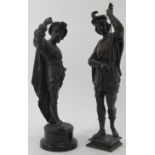 Two European spelter figural statues. (2 items) in (cm) height. Condition report: Some wear with age