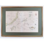 An engraved and hand coloured historical sea chart map of Southeast China and islands by Sir