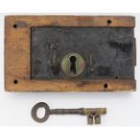 A large door lock and key, 18th century. 14.8 cm height, 25.3 cm width, 4.1 cm depth. Condition