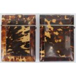 Two Victorian tortoiseshell and bone card cases. Of rectangular form with a bone trim. 10.5 cm