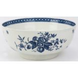 A large Worcester blue and white ‘Pine Cone’ pattern porcelain bowl, circa 1770 - 1785. George III