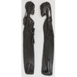 Tribal Art: A pair of large African Massai tribe figural hardwood carvings, 20th century. Both