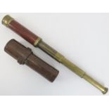 A three draw portable telescope by Henry Andrews of Royston, 19th century. Inscribed ‘Andrews