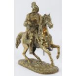 A brass figure of the King Henry IV of France riding on horseback, 19th century. 26.8 cm height.