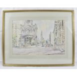 Hugh McKenzie (1909-2005) - 'London street scene', watercolour, signed, 30cm x 46cm, framed.