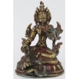 A Tibetan bronze Buddhist figure of the Goddess Green Tara, 18th/19th century. The bodhisattva