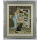 Beryl Cook (British, 1926-2008) - 'Percy at the fridge', pencil signed limited edition printers