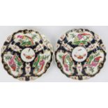 A pair of early Worcester gilt and polychrome enamel decorated porcelain plates, late 18th